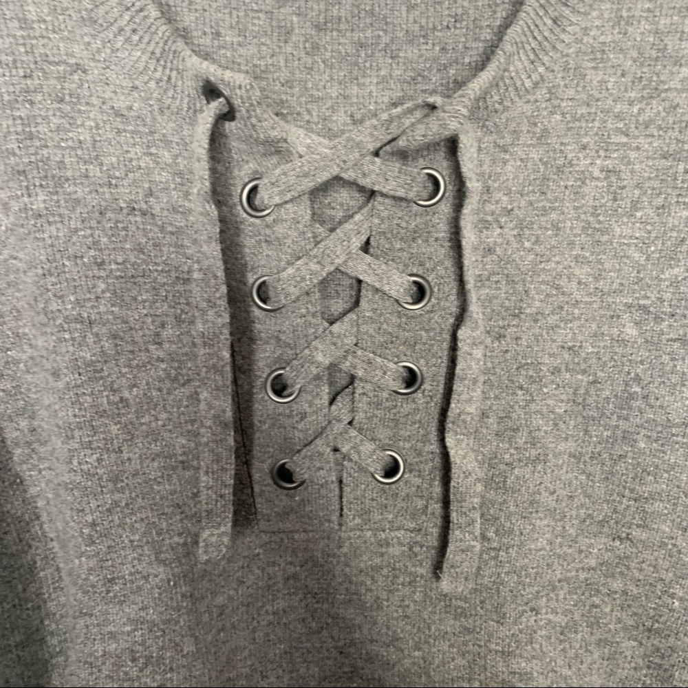Madewell Gray Merino Wool Lace Up Pullover Sweater Women's Size Medium - Picture 4 of 8